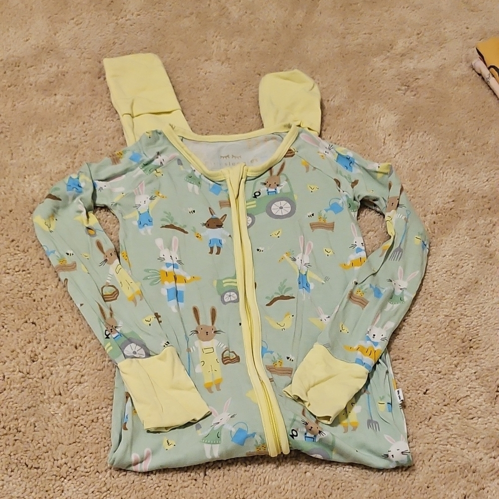 Little Sleepies Mint Green Bunny Print Zippered Pajama Top